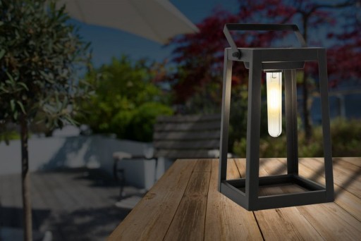 LED decorative lamp, for outside, decoration metal and plastic in black, with integrated LED