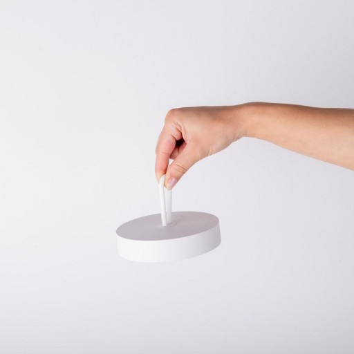 LED battery table lamp magnetically "Ella" for outside and inside, made of metal and plastic in white, 35 cm high