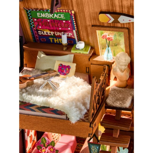 Robotime, DIY miniatuurhuis, A-Frame Cabin, DG181, 24,6x22,2x21,8 cm