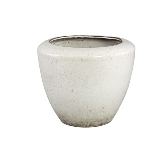 Kyleigh Beige Round Ceramic Pot Smooth Low XL