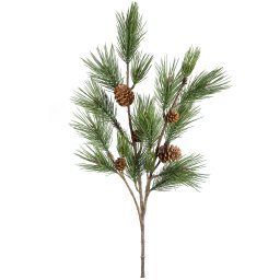 Twig Plant Green Long Needle Pin Spray with Cones | Kunsttak 136 cm - Product afbeelding