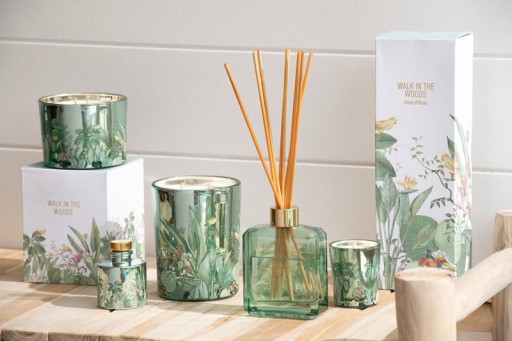 J-Line Scented Candle Walk In The Woods Wax Green Large-55 Hours