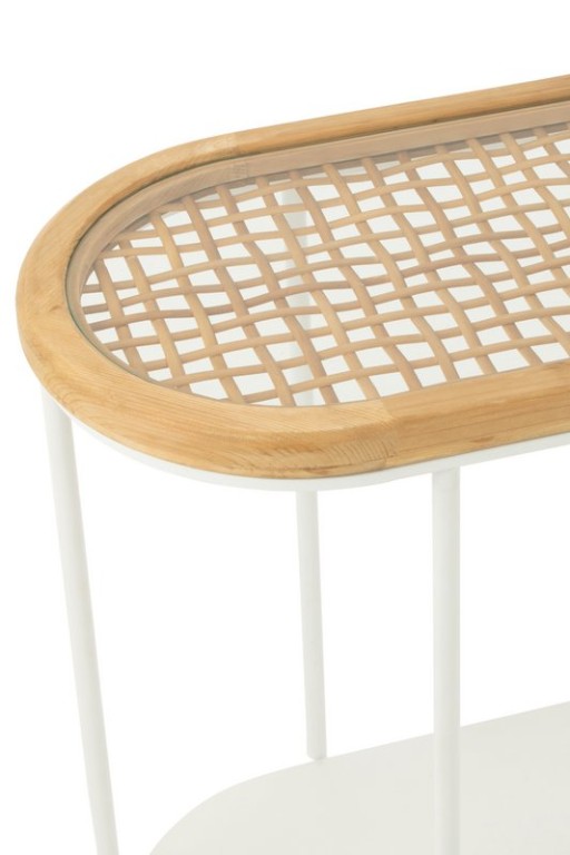 J-Line Console Mati Spruce/Metal Natural/White