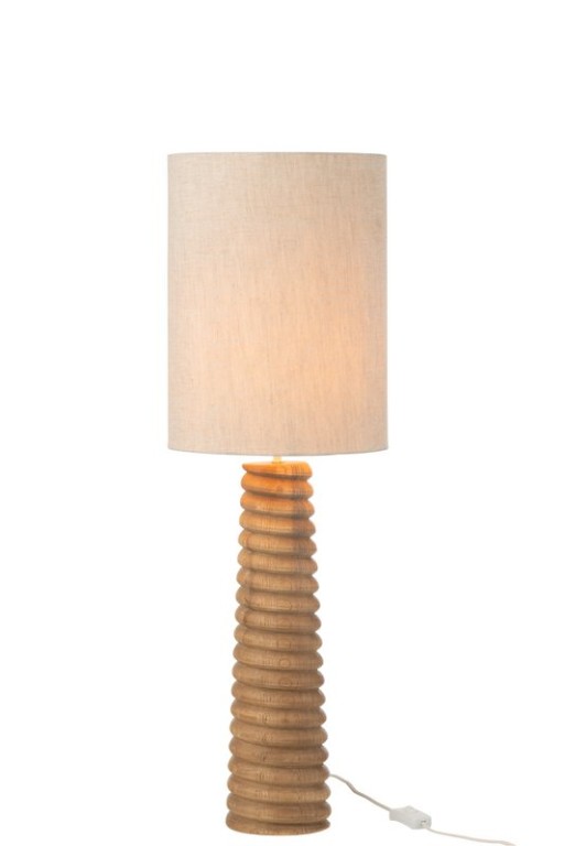 J-Line Table Lamp Screw Thread Wood Natural Gray