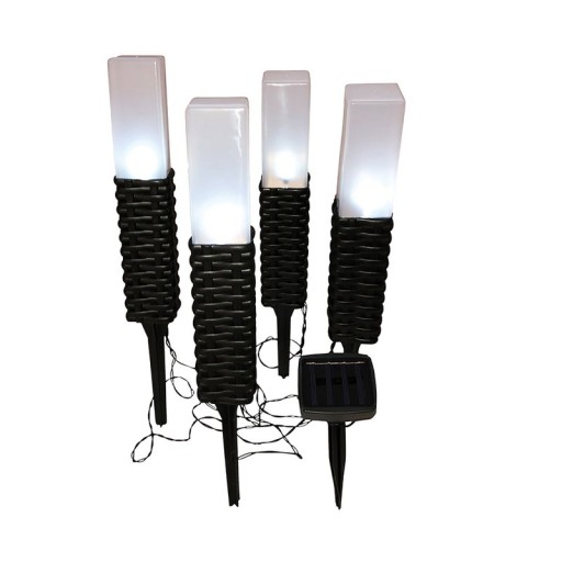 4 Set LED outdoor spike, for outside, plastic earth spit in black, integrated LED