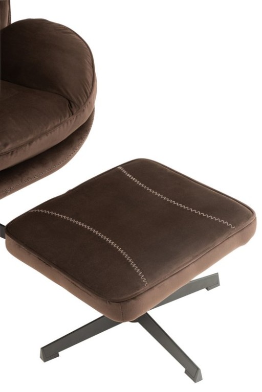 J-Line sofa Relax -+ footstool - metal/textile - dark brown