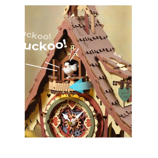 Robotime, 3D Houten Puzzel, Cuckoo Clock, LC901C, 21x17x34 cm