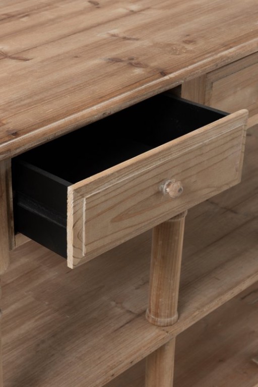 J-Line Console 6 Drawers Wood Natural