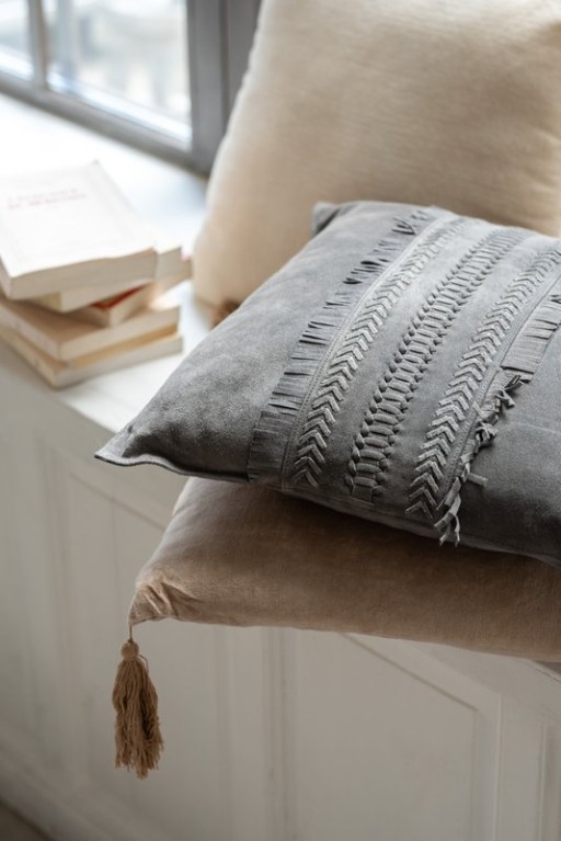 J-Line cushion Board Square - leather - gray