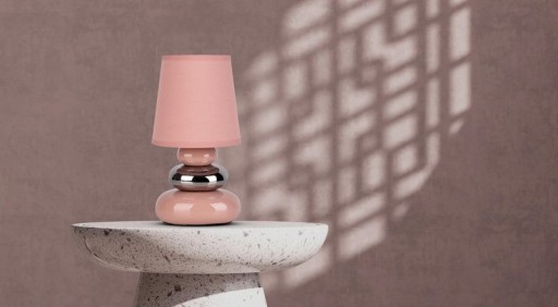 Keramik Tischleuchte "STONEY" rosa - Klassik - Tischleuchte - - rosé/lachs - E14 - keine Angabe