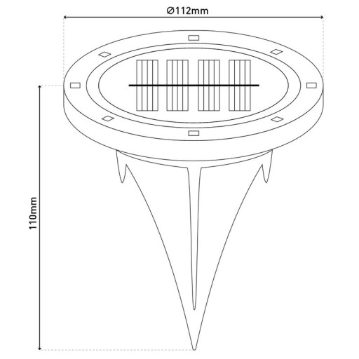 6 Set Solar-Boden-Sprießleucht Ø approx. 11.2 cm, black plastic, twilight sensor, for entrance, terrace and paths