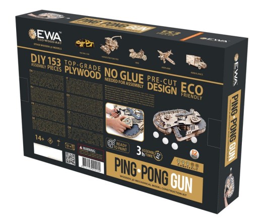Eco Wood Art 3D Mechanische Puzzel, Ping Pong Gun, 4189, 38,7x9,6x29,8cm