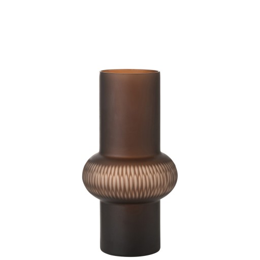 J-Line vaas Streep Bal - glas - bruin - small - 35 cm hoog