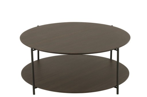 J -Line Coffee Table Round - Wood/Metal - Dark Brown - Small