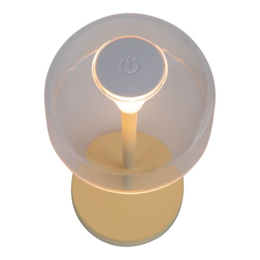 2-er Set LED battery table lamp "Gomba" for outside and inside, made of metal and plastic in yellow, 18.5 cm high