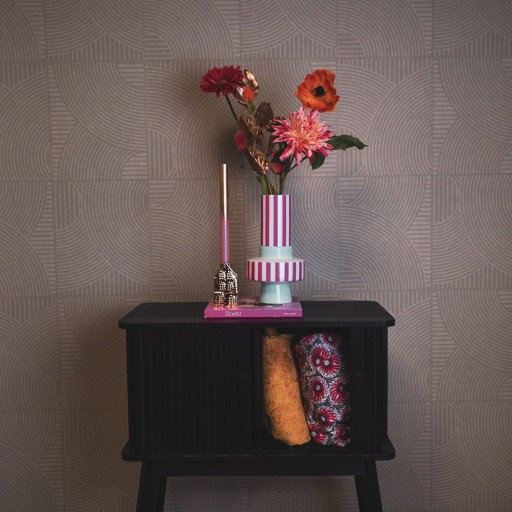 Vaas - Streep - Keramiek - Mintgroen/Neon Roze -14x14x26 cm