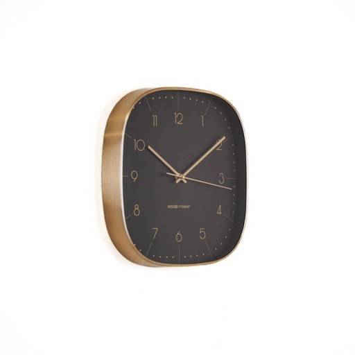 Wall Clock -Square Numbers-Metal/Glass-Black- 29x4.3x29cm