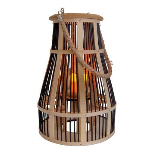 Decol light "Korbinian" including solar LED candle for garden and balcony, from rattan in nature, solar lamp height 35 cm