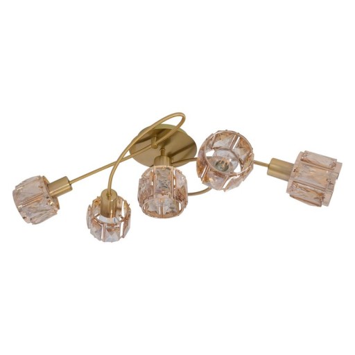5-LED ceiling lamp "Josefa", metal ceiling lamp in gold, with E14 socket, for dining room, living room, hall or office, lamp for living room, dining room, hall or hall, 61 x 36 x 21 cm