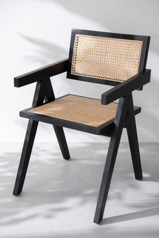 J-Line Chair Lattice Ash Wood/Rattan Black