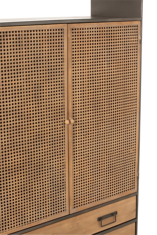 J-Line cabinet High cabinet - 3 drawers - wood/metal - natural/black