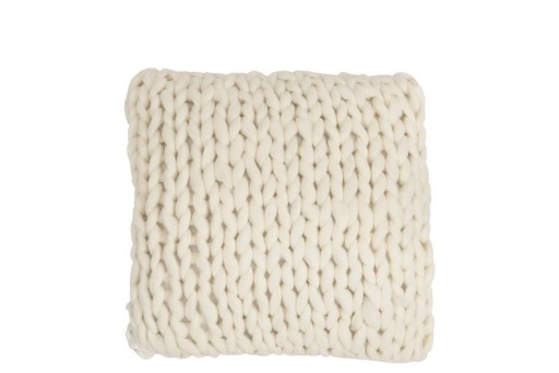 J-Line Sierkussen Knitted Square | Acryl/Polyester – Wit