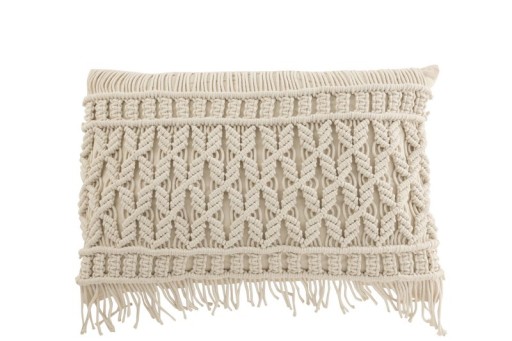 J-Line Cozy Rectangle Kissen | Baumwolle - Off-White