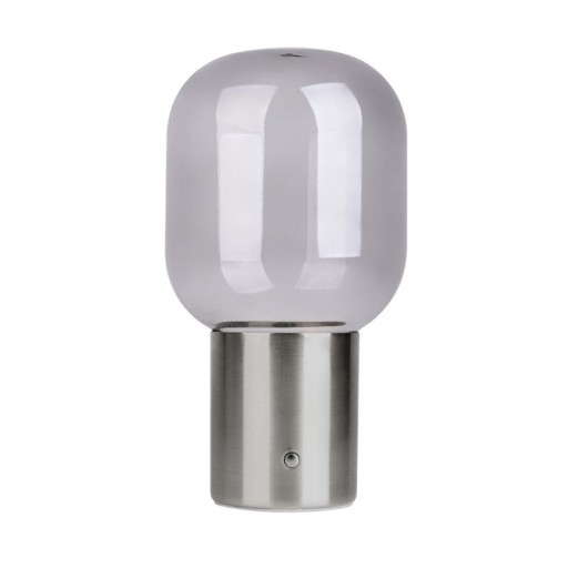 Akku-Tischleuchte "ALBERO" Deko-Tischleuchte aus chromfarbenem Metall und Glas mit fest verbauten LEDs, dimmbar mit Berührungssensor, 25 cm hoch