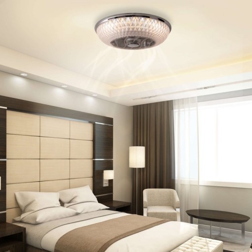 LED ceiling light "Viento" with fan, made of metal and plastic, with integrated LEDs, lighting for living rooms or office