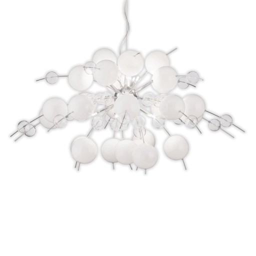Pendant lamp "explosion" white, made of metal and glass, G9 versions, hanging lamp for dining room, living room, hall or office, Øca. 98 cm