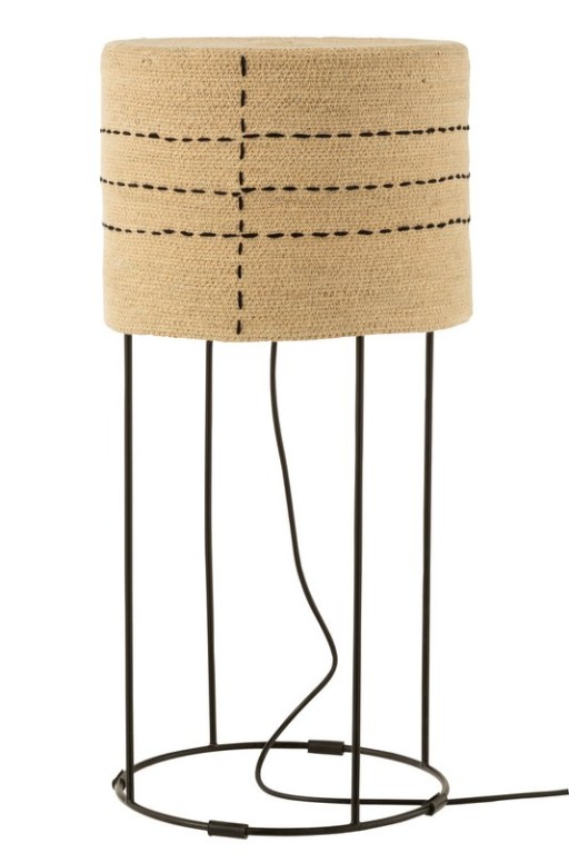 J-Line table lamp Dotted lines - metal/seagrass - natural/black