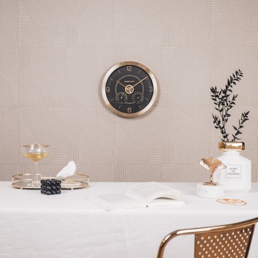 Wall Clock - Subdials - Metal/Glass - Black - 30x4,2x30cm