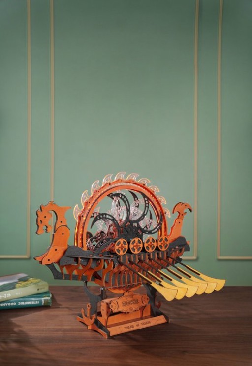 DIY Houten Puzzel Dragon Viking Ship, Robotime, Mechanical Model, LK802, 36,7x46x46.5cm