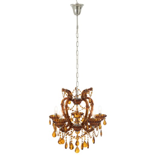 J-Line Hanglamp Kandelaar Antiek Glas Bruin