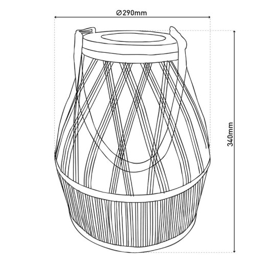 LED Solar-Dekoleuchte "Korbinian" für Garten und Terrasse aus Holz und Rattan in natur, Solar Lampe 34 cm hoch