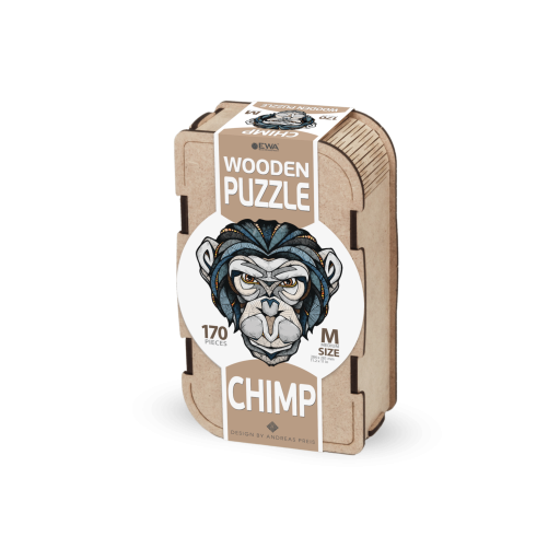 Eco Wood Art (EWA) Houten Legpuzzel Chimpansee/Chimp, 3618, Size M, 28,4x28,1cm