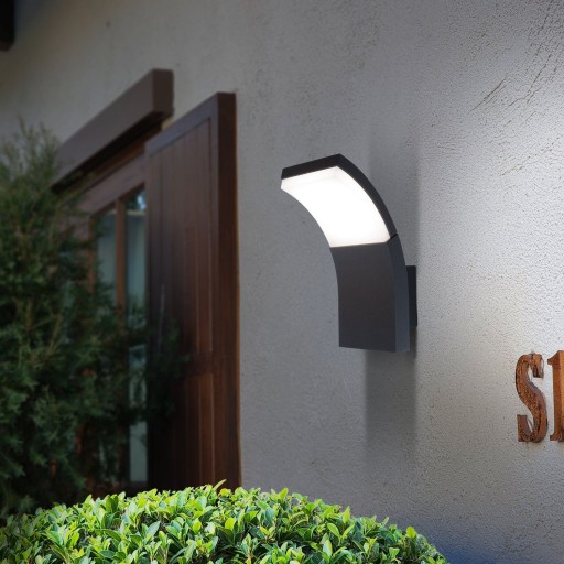 LED -buitenmuurlamp "Orbis", gemaakt van metaal en plastic in antraciet, met geïntegreerde LED