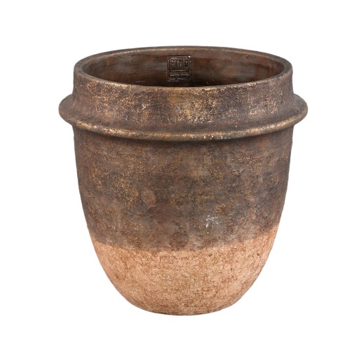 Christenee Grey Half Brown Cement Pot | Ronde Bloempot met Kleurverloop | 30x30 cm - Product afbeelding