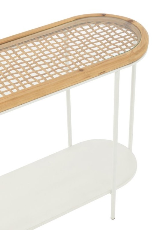 J-Line Console Mati Spruce/Metal Natural/White