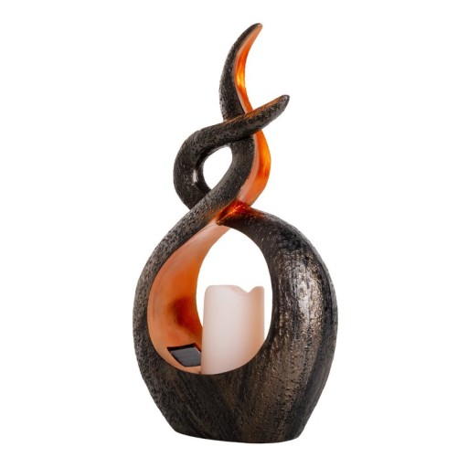 LED solar decol light "candle flame", for outside, brown plastic, integrated LED.