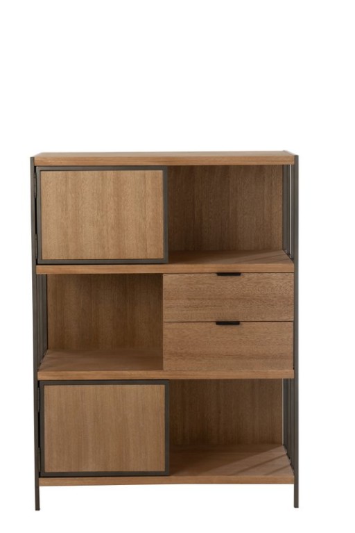 J-Line Compartments cupboard - wood/metal - natural