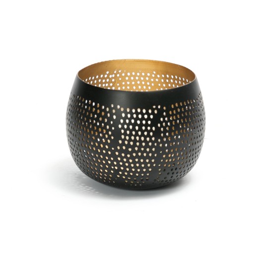 The Pierced Ball | Zwart Goud – S | Handgemaakte Messing Kandelaar