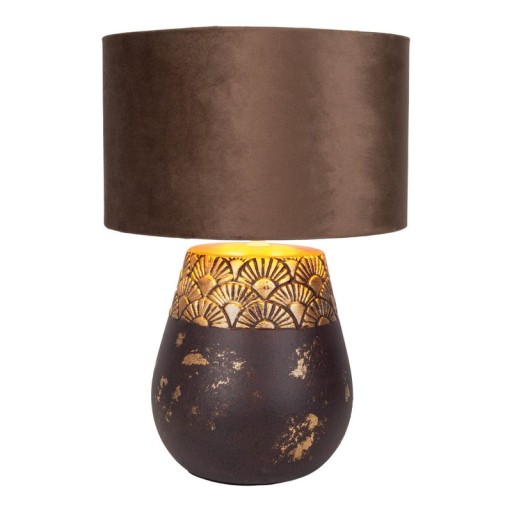 Ceramic table lamp "Bronco", table lamp, ceramic, beige/gray, with E14 socket, for dining room, living room, hallway or office, 39 cm high