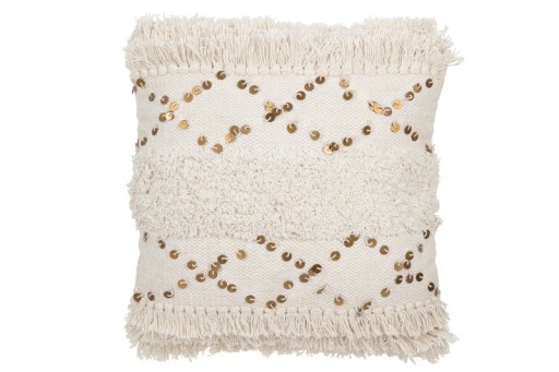 J-Line cushion Tufted Fringes - Cotton - sequins/white/gold