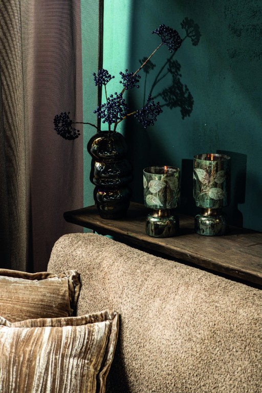 Orietta Blue Oily Look Glass Vase Wavy Round L