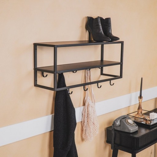 Coat Rack - Shelves - Metal - Black - 73x21x29,5cm