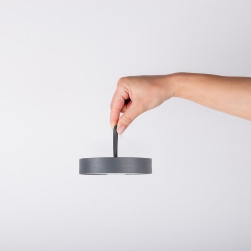 LED battery table lamp magnetic "Ella" for outside and inside, made of metal and plastic in gray, 35 cm high