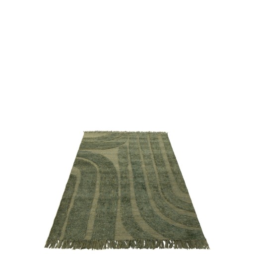J-Line vloerkleed Afgeronde Lijnen - wol - kakigroen