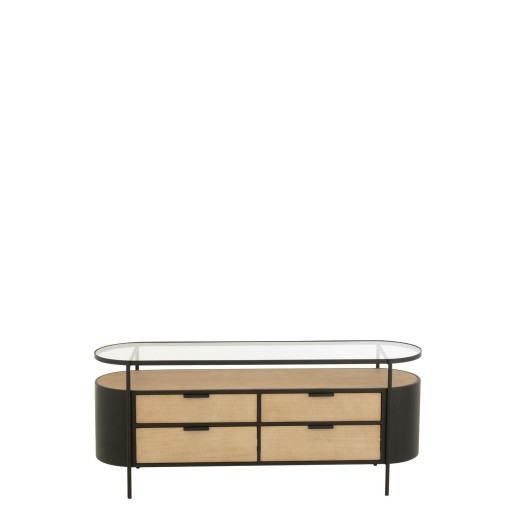 J-Line Kast Ivy Ijzer Naturel/Zwart