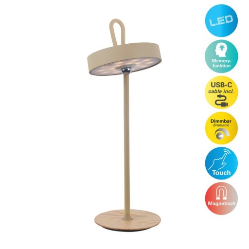LED battery table lamp magnetic for outside and inside, made of metal and plastic in frost, 36 cm high